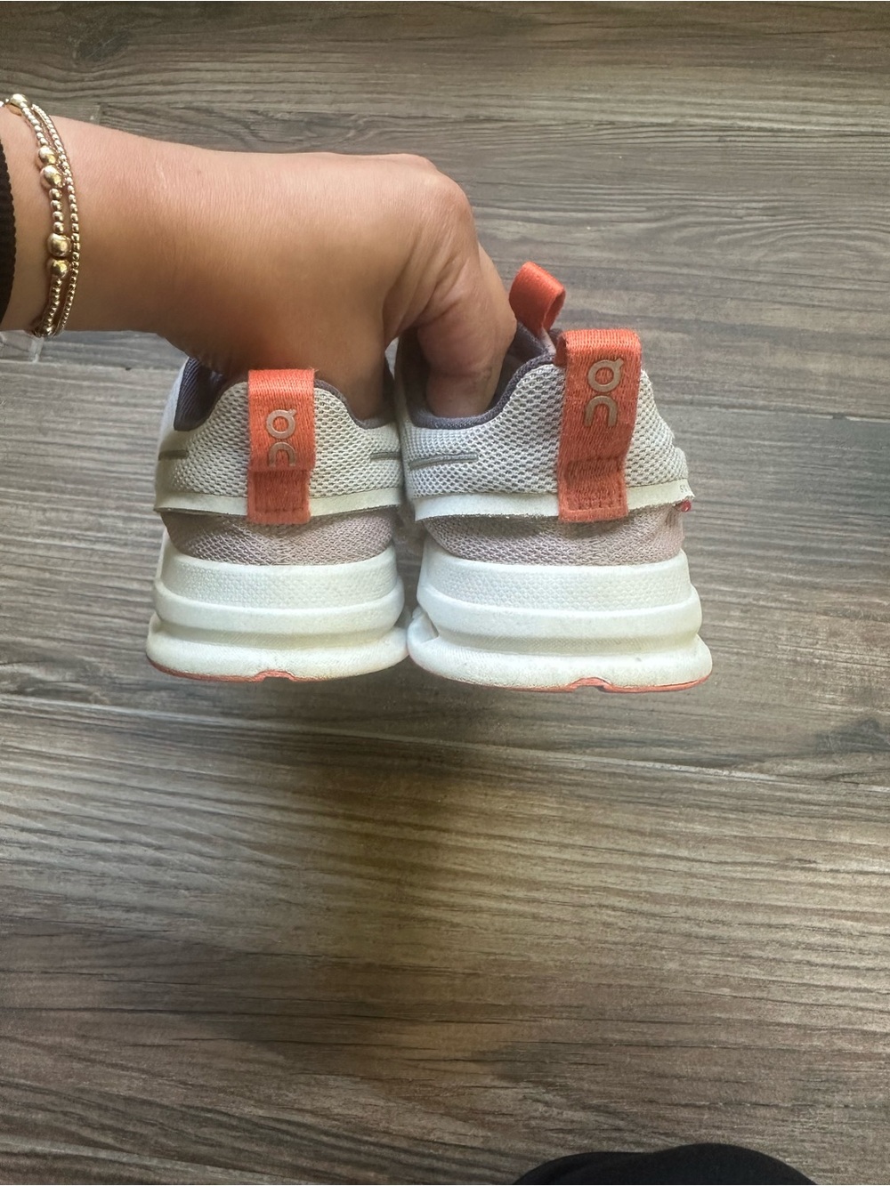 On Clouds Youth Running White Sneakers with Orange Accents - Picture 12 of 12